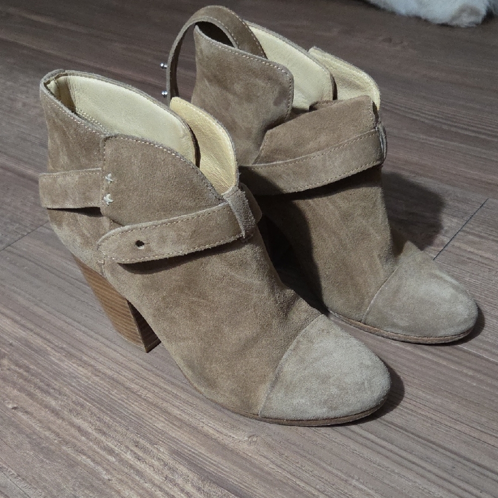 Rag & Bone Taupe Suede Ankle Booties with Strap